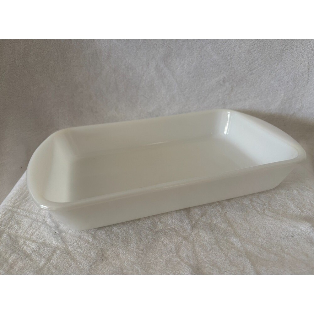 Vintage GLASBAK OVENWARE 2.5 QT White Baking Dish 12" x 8"